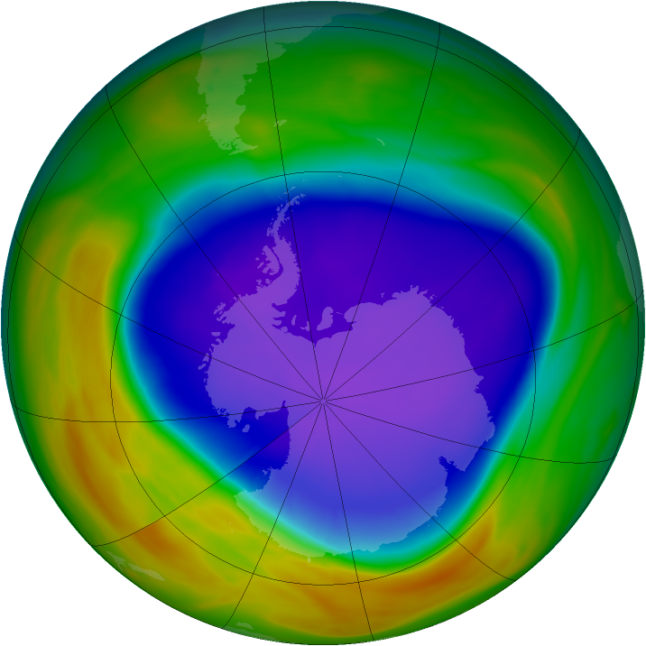 Antarctic ozone map for 02 October 2005